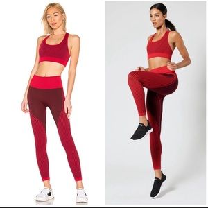 Alala Wave seamless bra & leggings in crimson. Both size M.